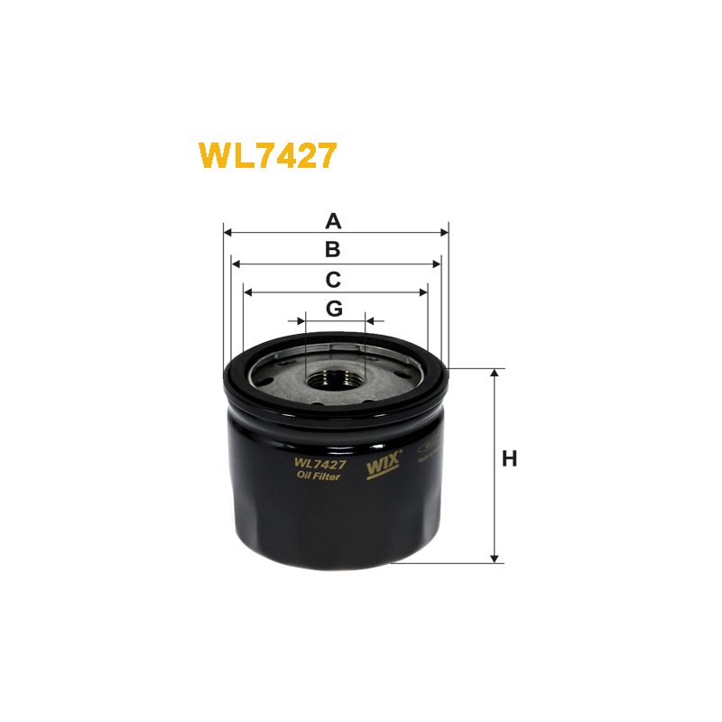 Photographie du produit d'entretien Filtre à Huile WIX WL7427 pour voiture