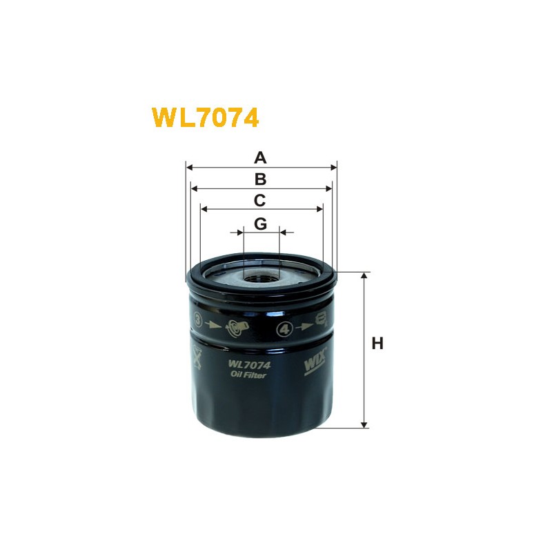 Photographie du produit d'entretien Filtre a Huile WIX WL7074 pour voiture